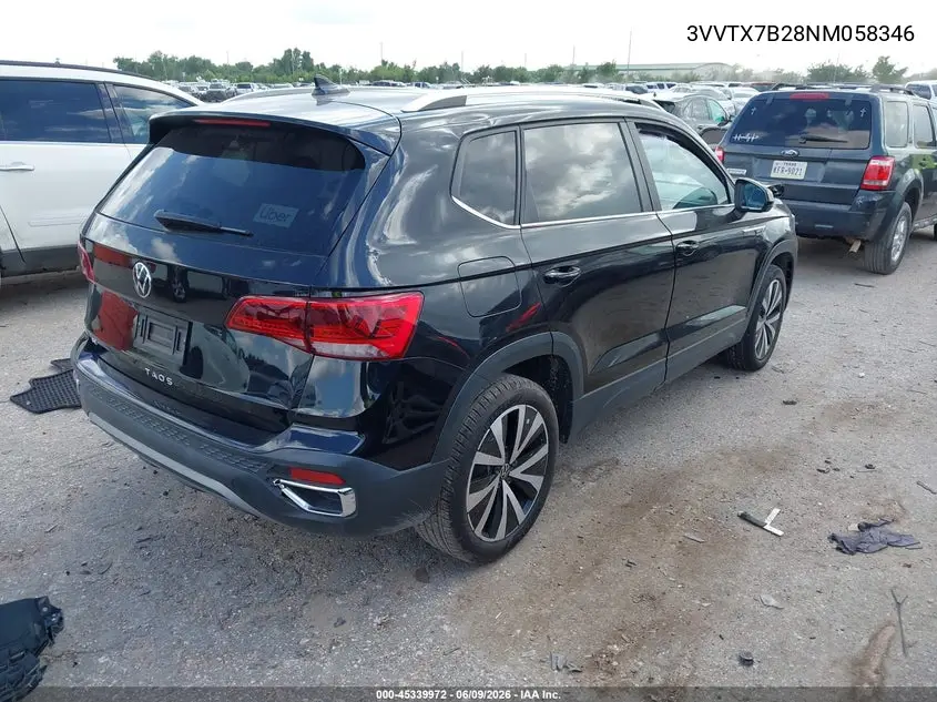 2022 Volkswagen Taos 1.5T Se VIN: 3VVTX7B28NM058346 Lot: 45339972