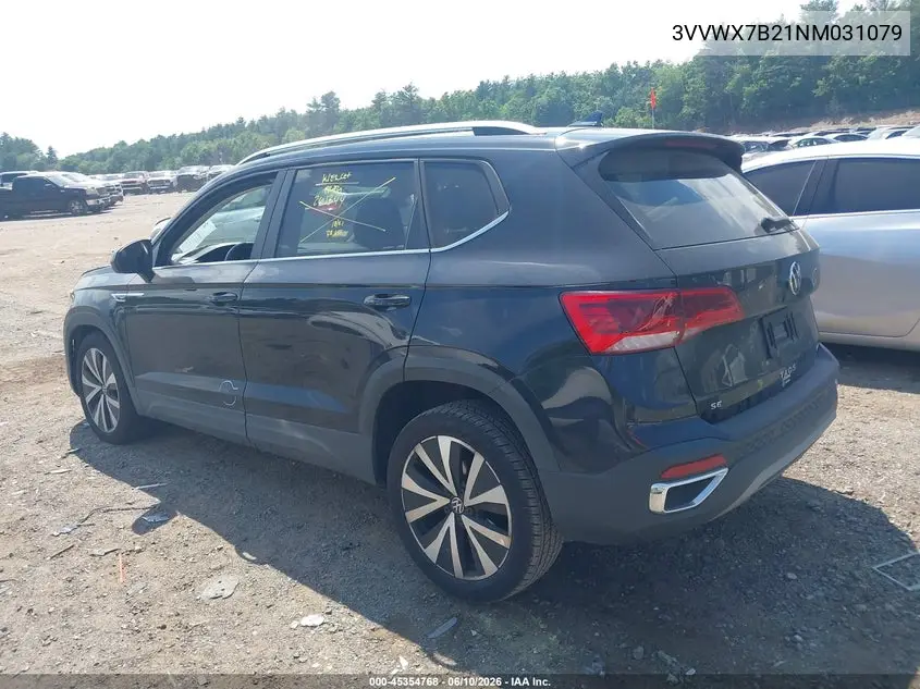 2022 Volkswagen Taos 1.5T Se VIN: 3VVWX7B21NM031079 Lot: 45354768