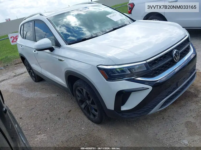 2022 Volkswagen Taos 1.5T Se VIN: 3VVTX7B20NM033165 Lot: 45358701