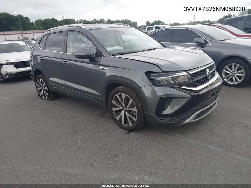 2022 Volkswagen Taos 1.5T Se VIN: 3VVTX7B26NM058930 Lot: 45447663