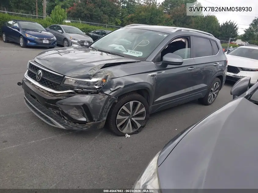 2022 Volkswagen Taos 1.5T Se VIN: 3VVTX7B26NM058930 Lot: 45447663