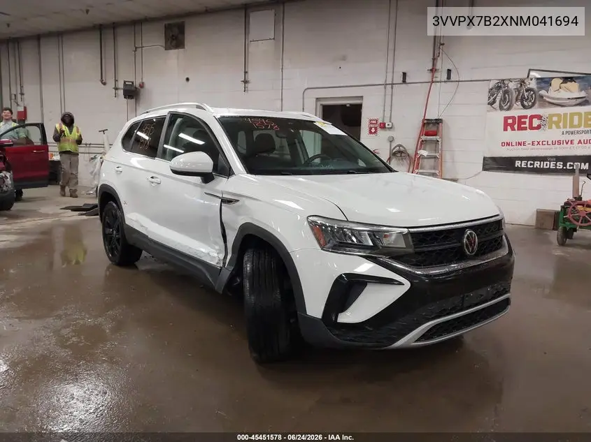 2022 Volkswagen Taos 1.5T Se VIN: 3VVPX7B2XNM041694 Lot: 45451578