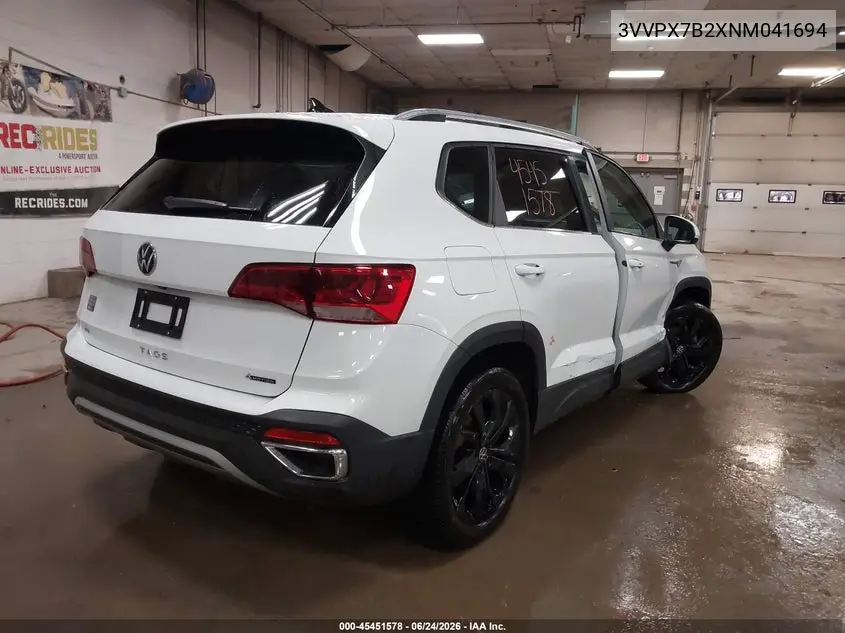 2022 Volkswagen Taos 1.5T Se VIN: 3VVPX7B2XNM041694 Lot: 45451578