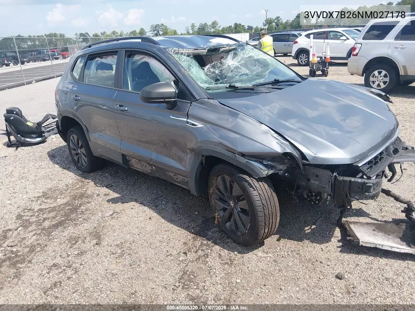 2022 Volkswagen Taos 1.5T S VIN: 3VVDX7B26NM027178 Lot: 45505320