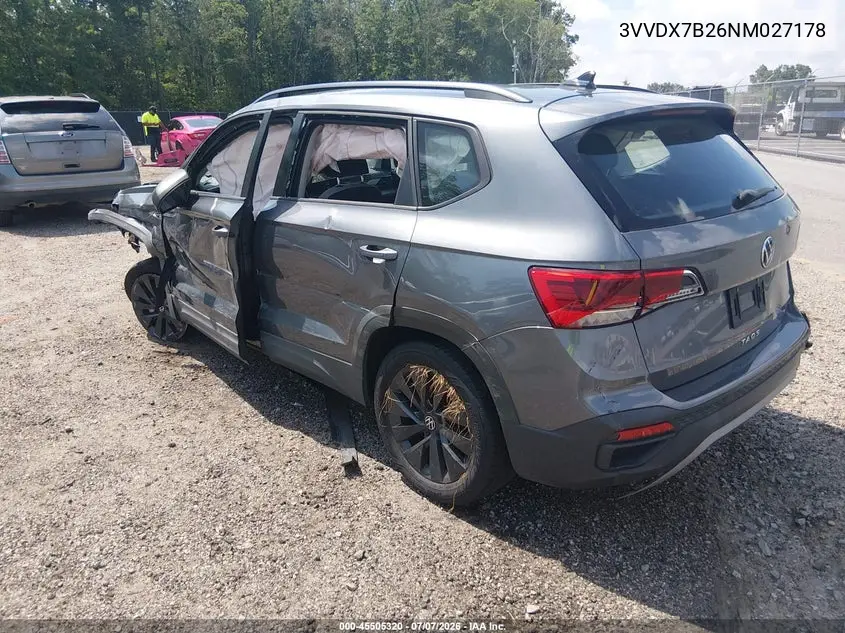 2022 Volkswagen Taos 1.5T S VIN: 3VVDX7B26NM027178 Lot: 45505320