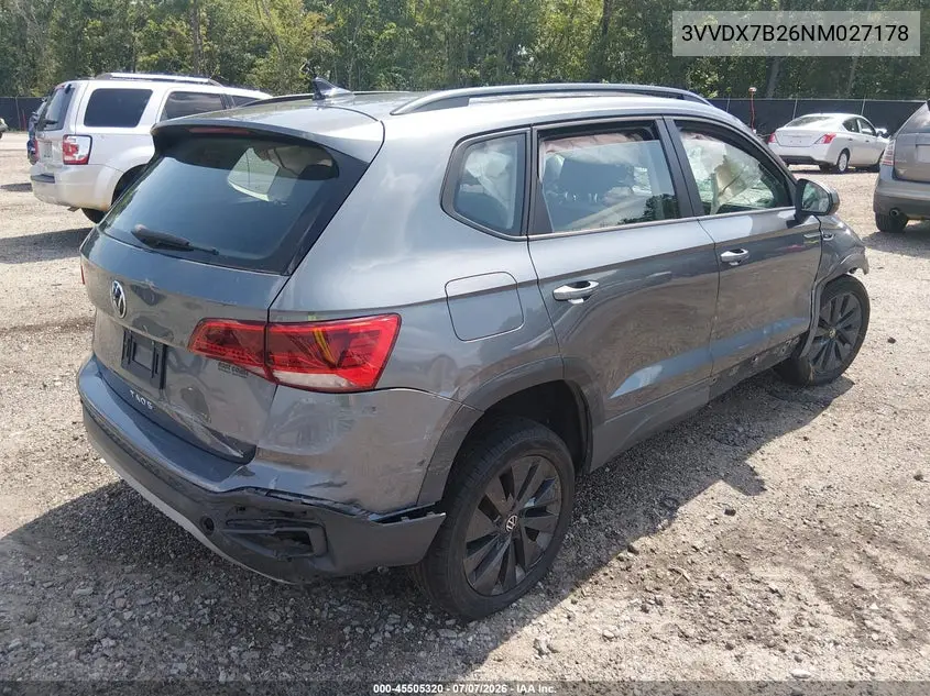 2022 Volkswagen Taos 1.5T S VIN: 3VVDX7B26NM027178 Lot: 45505320
