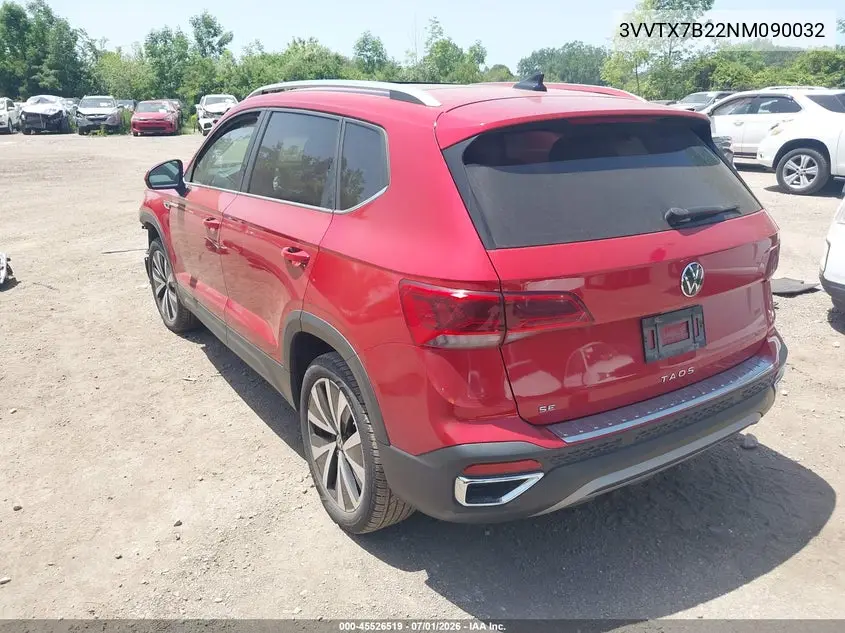 2022 Volkswagen Taos 1.5T Se VIN: 3VVTX7B22NM090032 Lot: 45526519