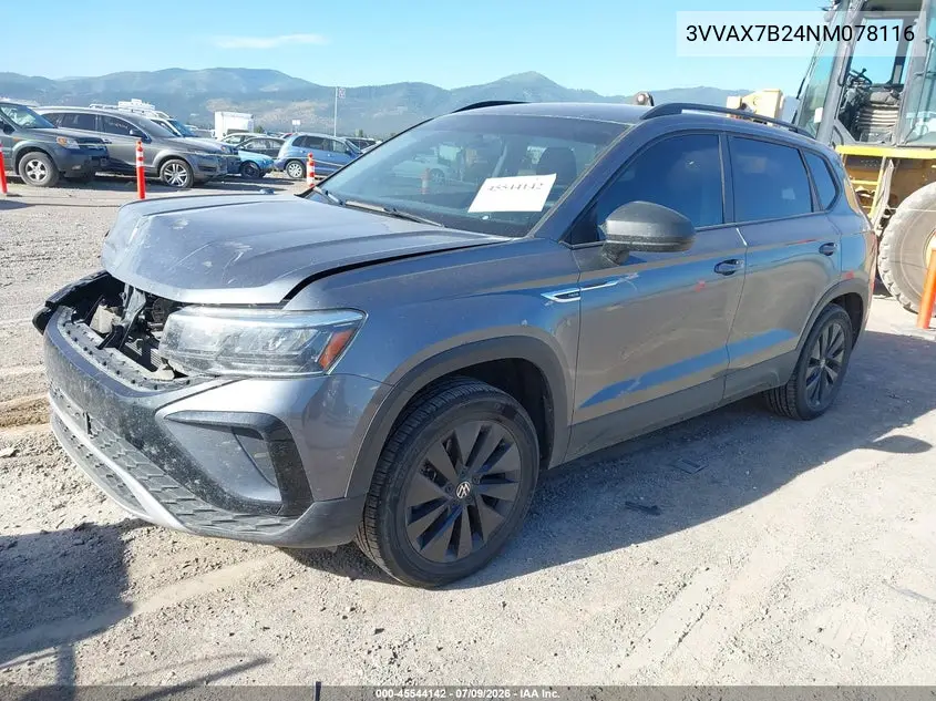 2022 Volkswagen Taos 1.5T S VIN: 3VVAX7B24NM078116 Lot: 45544142
