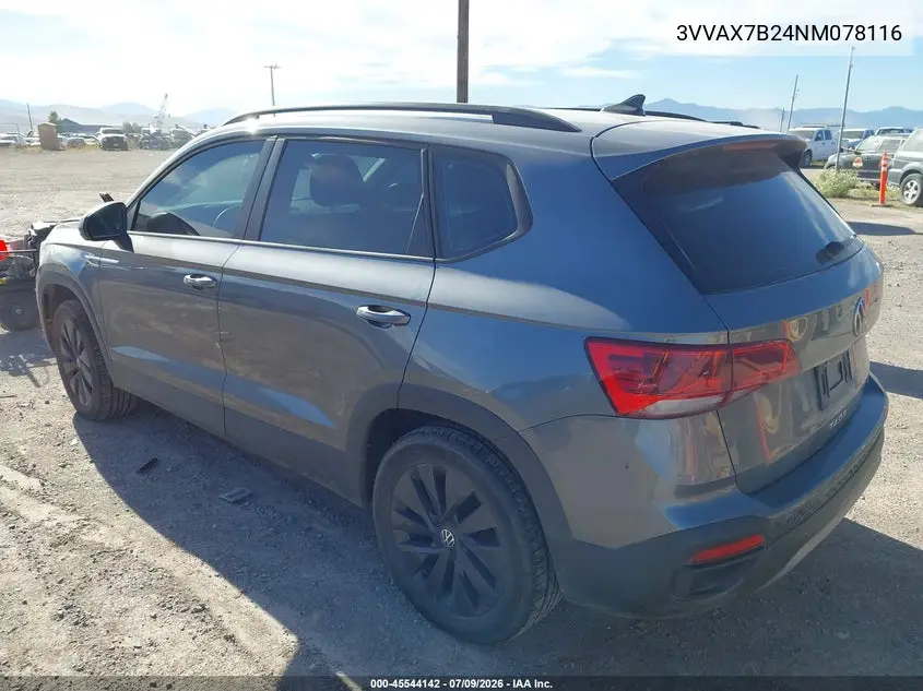 2022 Volkswagen Taos 1.5T S VIN: 3VVAX7B24NM078116 Lot: 45544142