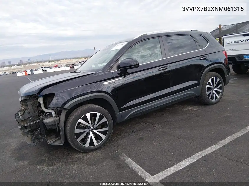 2022 Volkswagen Taos 1.5T Se VIN: 3VVPX7B2XNM061315 Lot: 45574543