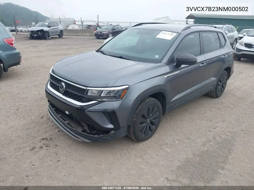 2022 Volkswagen Taos 1.5T S VIN: 3VVCX7B23NM000502 Lot: 45577328