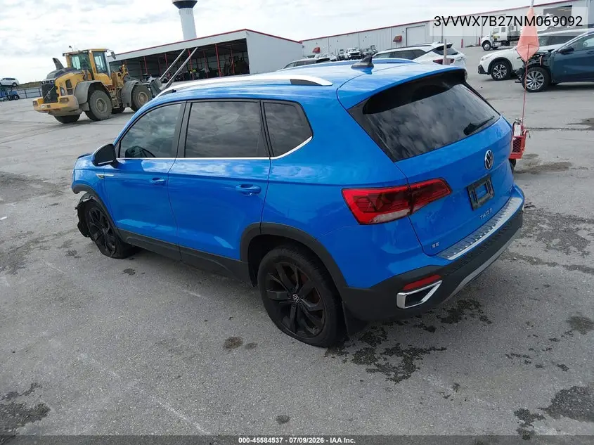 2022 Volkswagen Taos 1.5T Se VIN: 3VVWX7B27NM069092 Lot: 45584537
