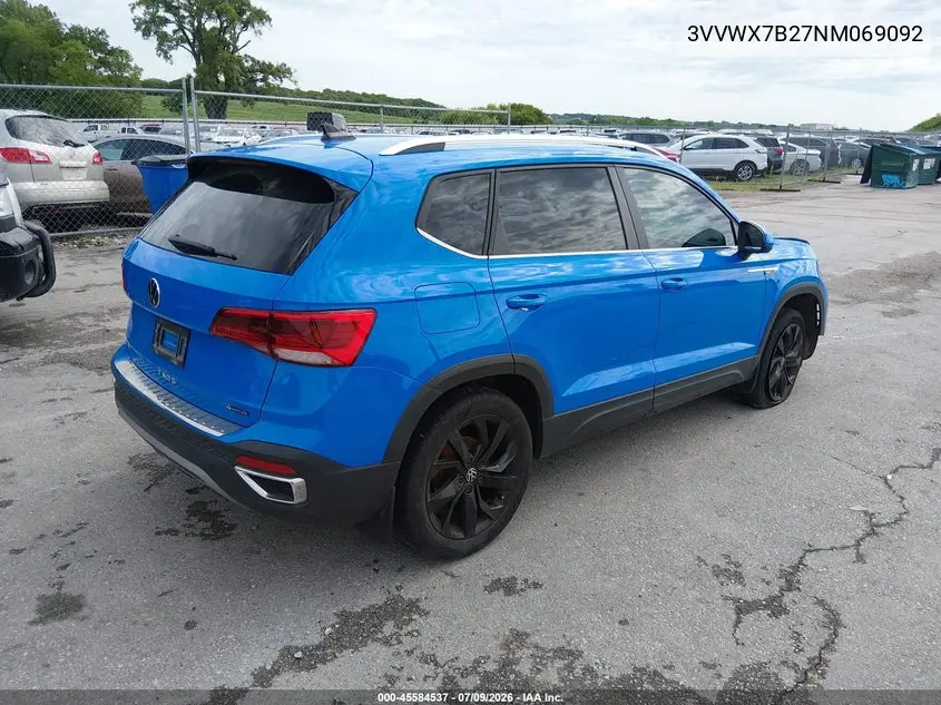2022 Volkswagen Taos 1.5T Se VIN: 3VVWX7B27NM069092 Lot: 45584537