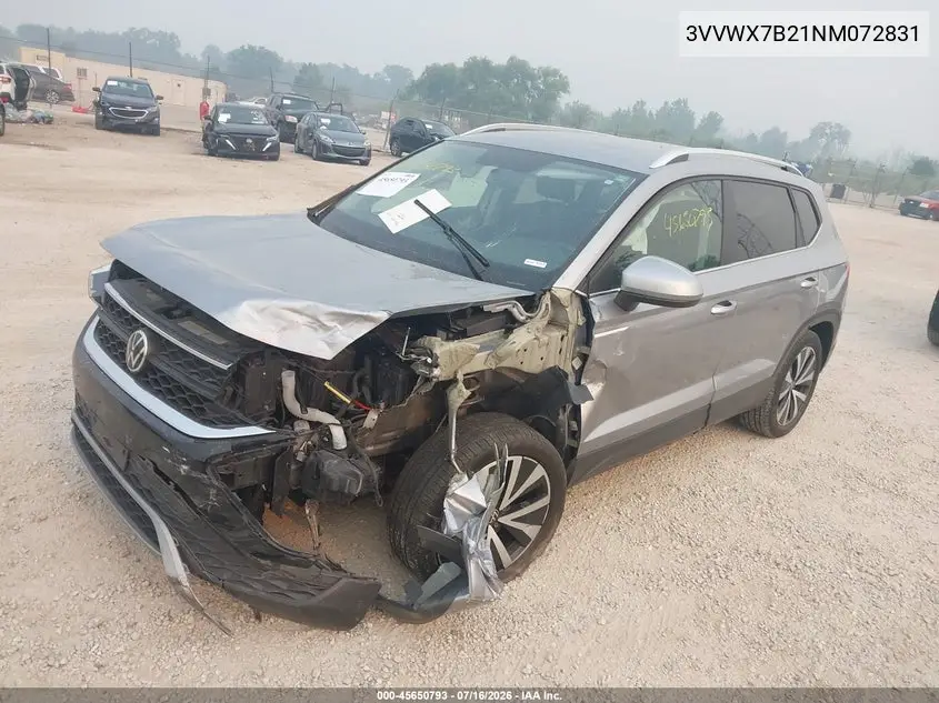 2022 Volkswagen Taos 1.5T Se VIN: 3VVWX7B21NM072831 Lot: 45650793