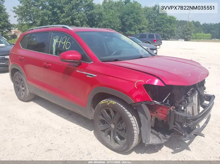 2022 Volkswagen Taos 1.5T Se VIN: 3VVPX7B22NM035551 Lot: 45658496