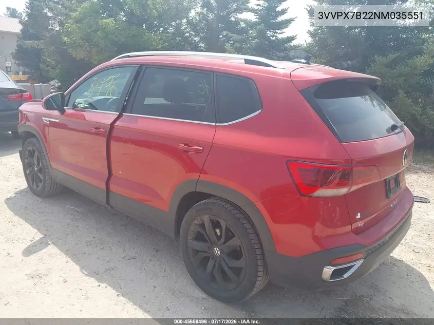 2022 Volkswagen Taos 1.5T Se VIN: 3VVPX7B22NM035551 Lot: 45658496