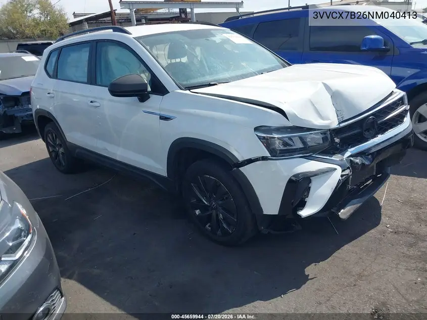 2022 Volkswagen Taos 1.5T S VIN: 3VVCX7B26NM040413 Lot: 45659944