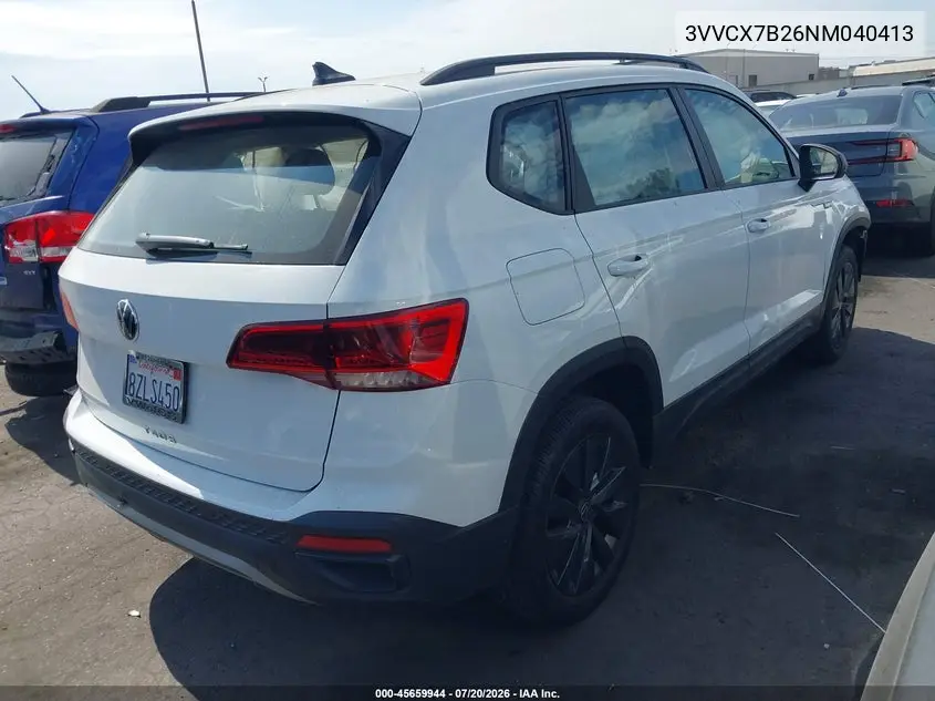 2022 Volkswagen Taos 1.5T S VIN: 3VVCX7B26NM040413 Lot: 45659944