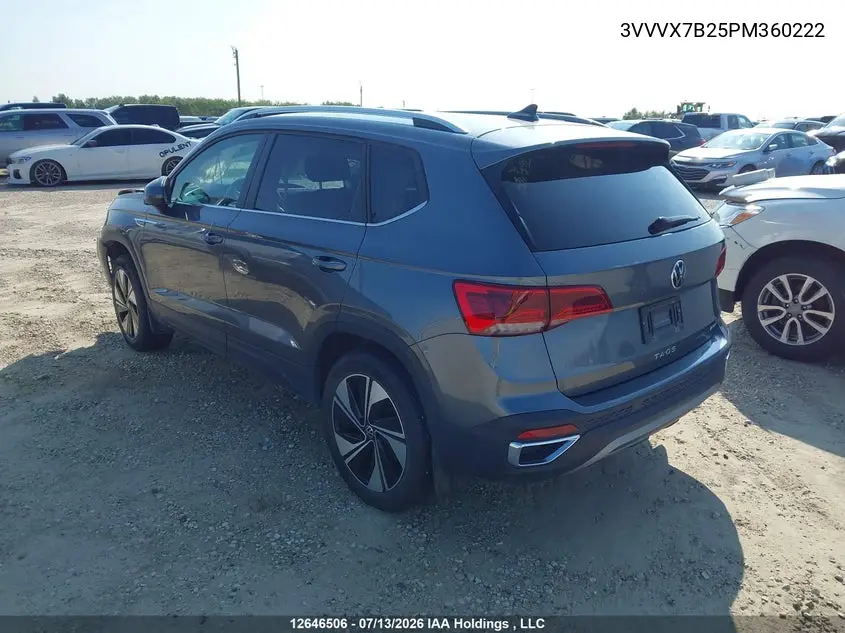 2023 Volkswagen Taos Comfortline VIN: 3VVVX7B25PM360222 Lot: 12646506