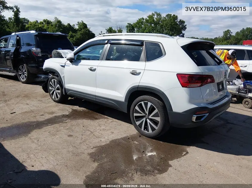2023 Volkswagen Taos 1.5T Se VIN: 3VVEX7B20PM360015 Lot: 45334378