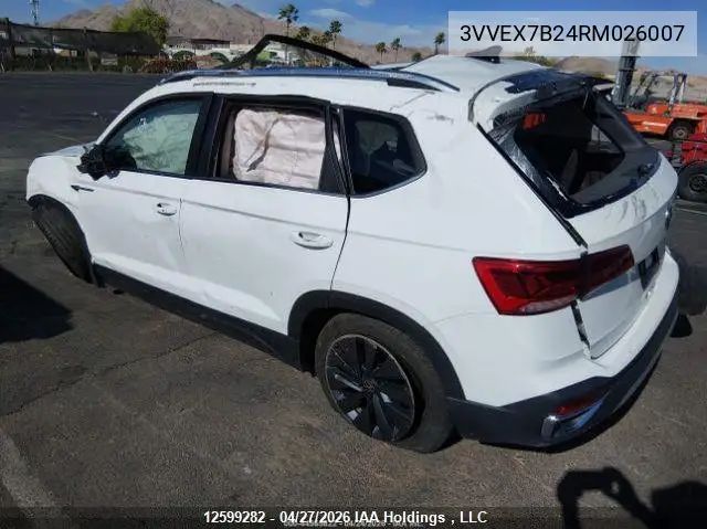 2024 Volkswagen Taos Se VIN: 3VVEX7B24RM026007 Lot: 12599282
