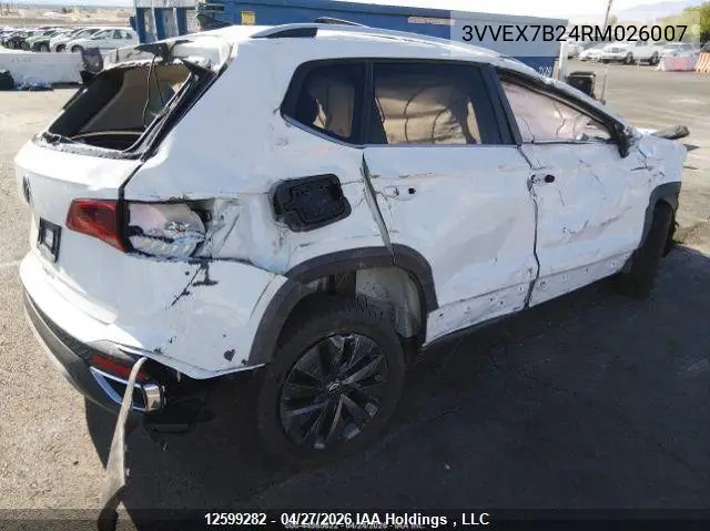 2024 Volkswagen Taos Se VIN: 3VVEX7B24RM026007 Lot: 12599282
