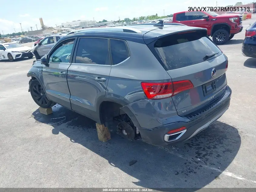 2024 Volkswagen Taos 1.5T Se VIN: 3VVVX7B27RM051113 Lot: 45359175