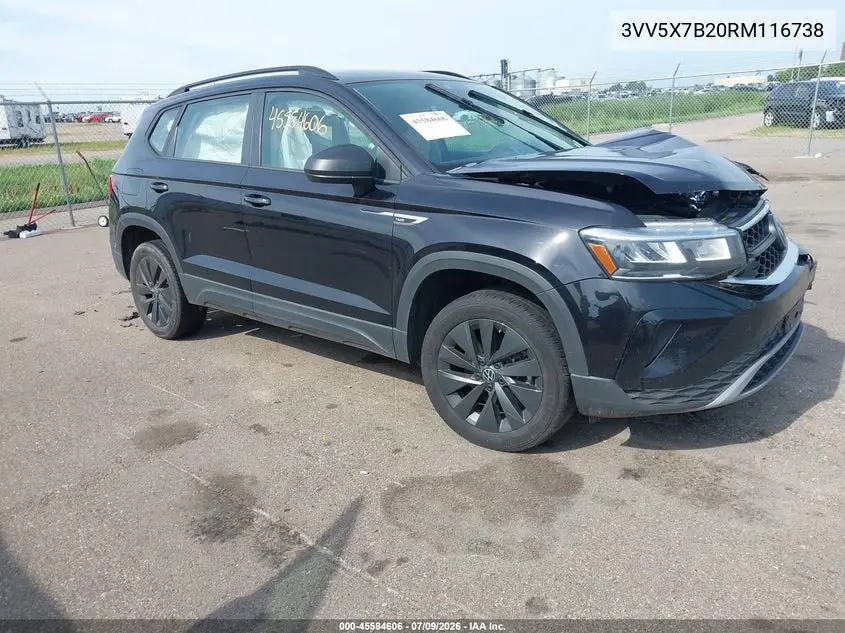 2024 Volkswagen Taos 1.5T S VIN: 3VV5X7B20RM116738 Lot: 45584606