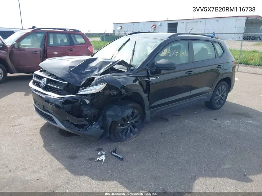 2024 Volkswagen Taos 1.5T S VIN: 3VV5X7B20RM116738 Lot: 45584606