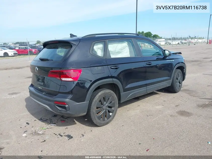 2024 Volkswagen Taos 1.5T S VIN: 3VV5X7B20RM116738 Lot: 45584606