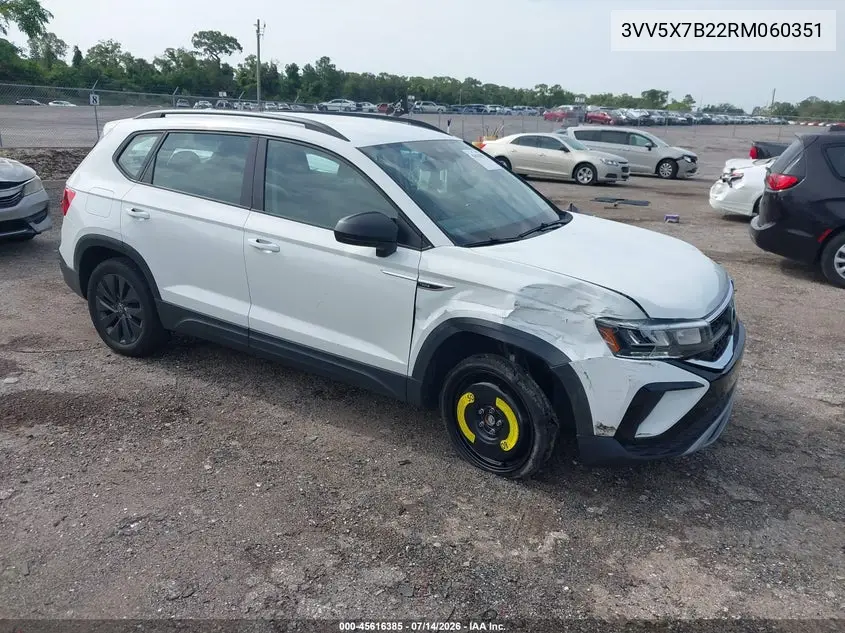 2024 Volkswagen Taos 1.5T S VIN: 3VV5X7B22RM060351 Lot: 45616385