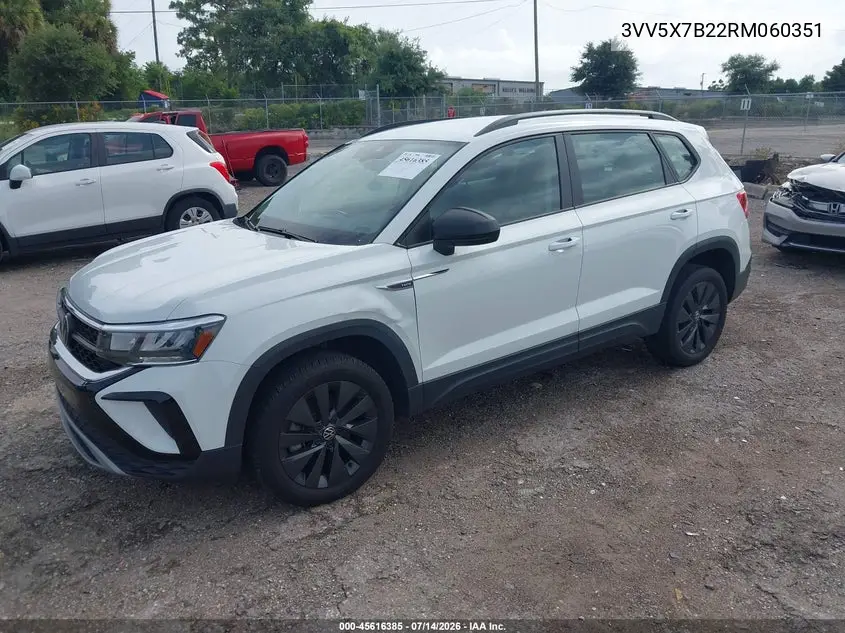 2024 Volkswagen Taos 1.5T S VIN: 3VV5X7B22RM060351 Lot: 45616385