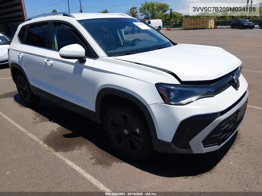 2025 Volkswagen Taos 1.5T Se VIN: 3VVSC7B20SM034108 Lot: 45403063