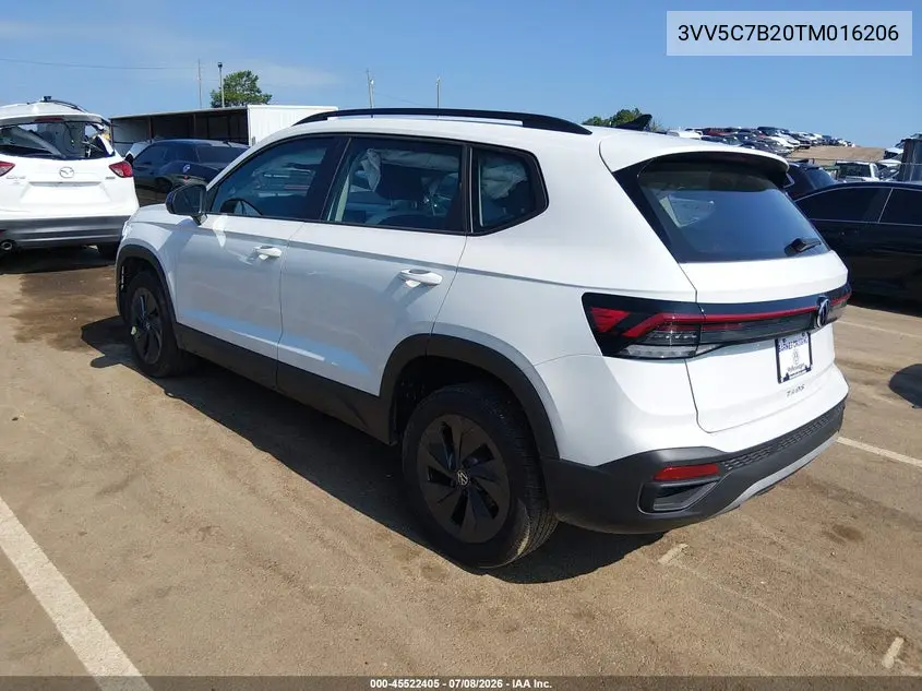 2026 Volkswagen Taos S VIN: 3VV5C7B20TM016206 Lot: 45522405