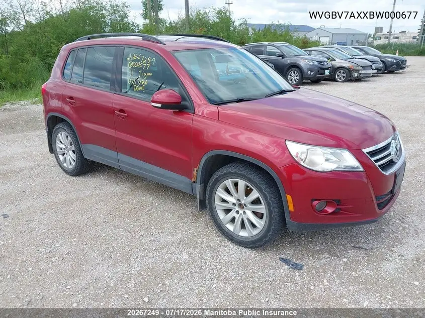 2011 Volkswagen Tiguan 2.0 Tsi VIN: WVGBV7AXXBW000677 Lot: 20267249