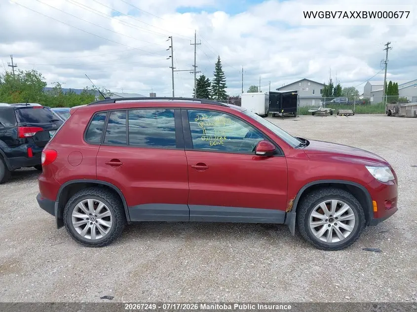 2011 Volkswagen Tiguan 2.0 Tsi VIN: WVGBV7AXXBW000677 Lot: 20267249