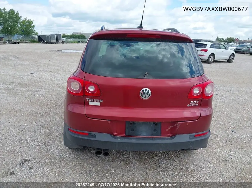 2011 Volkswagen Tiguan 2.0 Tsi VIN: WVGBV7AXXBW000677 Lot: 20267249