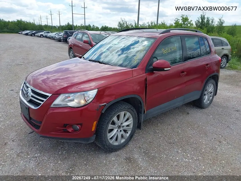 2011 Volkswagen Tiguan 2.0 Tsi VIN: WVGBV7AXXBW000677 Lot: 20267249