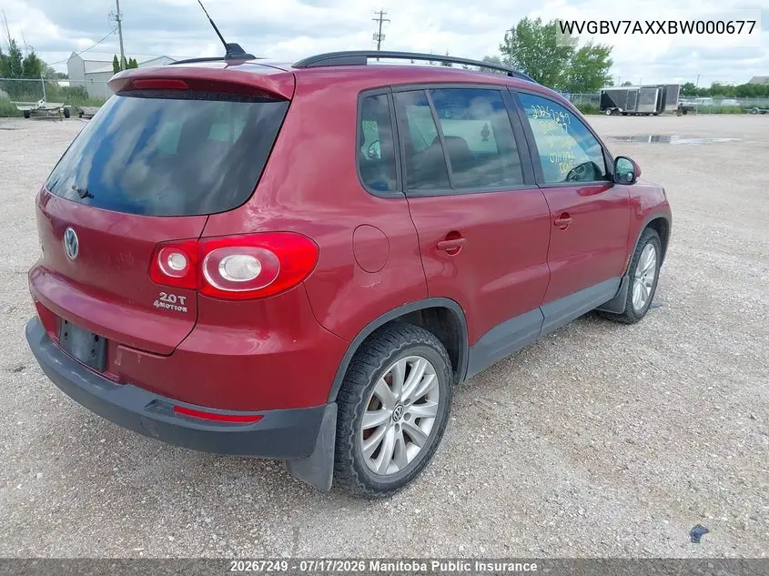 2011 Volkswagen Tiguan 2.0 Tsi VIN: WVGBV7AXXBW000677 Lot: 20267249
