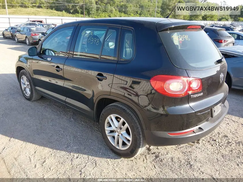 2011 Volkswagen Tiguan S VIN: WVGBV7AX4BW519949 Lot: 45630398