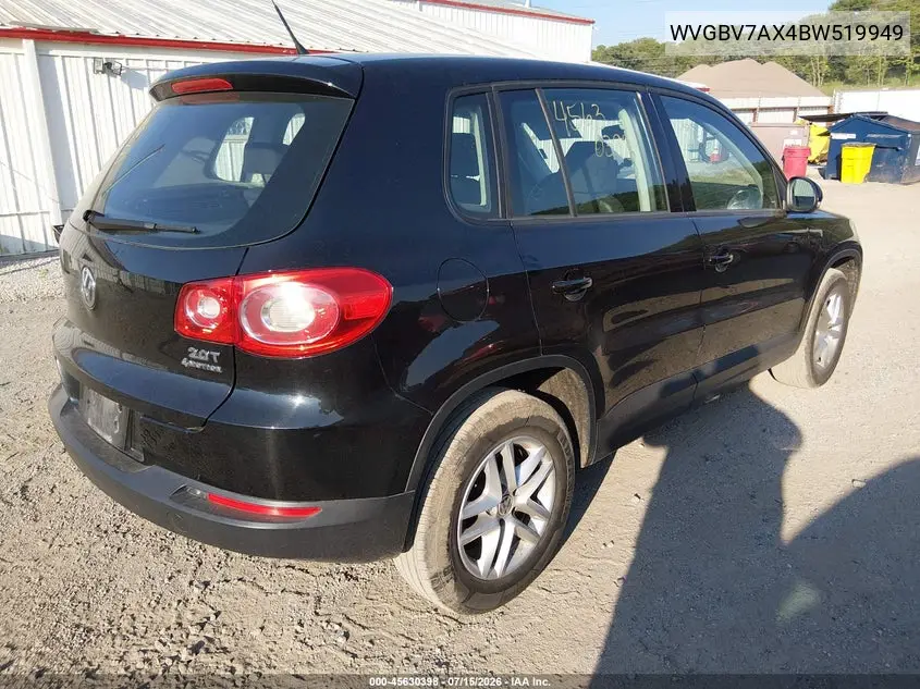 2011 Volkswagen Tiguan S VIN: WVGBV7AX4BW519949 Lot: 45630398