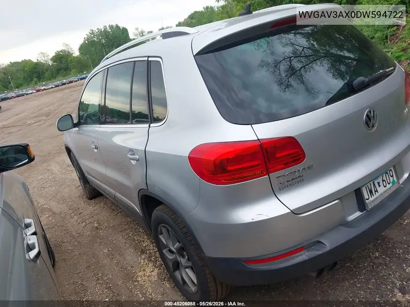 2013 Volkswagen Tiguan Se VIN: WVGAV3AX0DW594722 Lot: 45206088