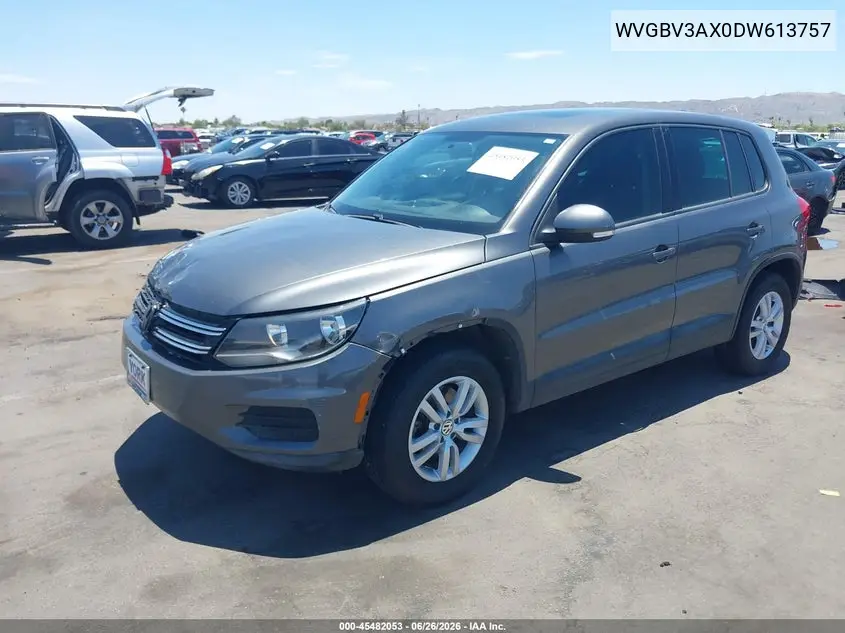 2013 Volkswagen Tiguan S VIN: WVGBV3AX0DW613757 Lot: 45482053