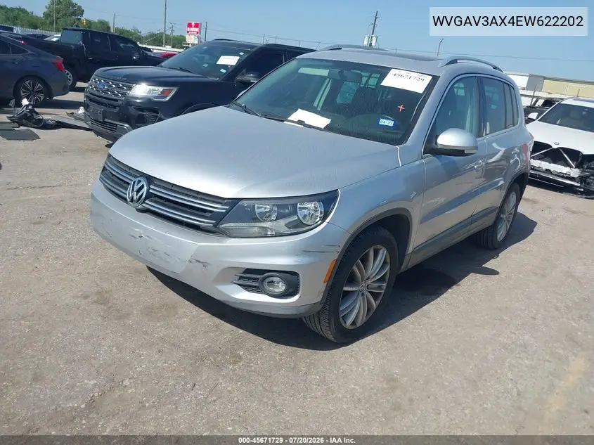 2014 Volkswagen Tiguan Sel VIN: WVGAV3AX4EW622202 Lot: 45671729