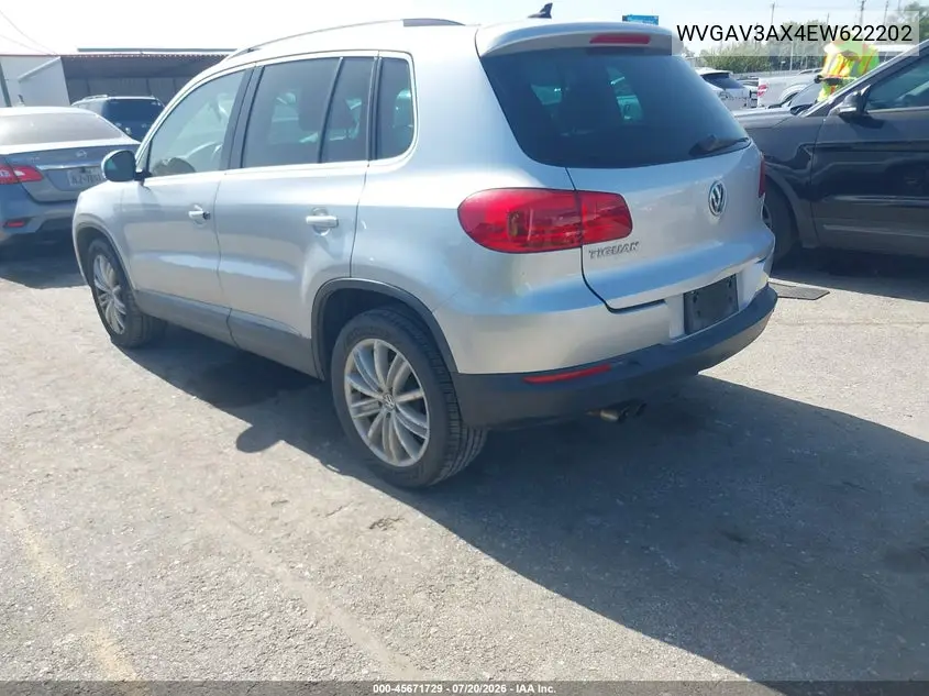 2014 Volkswagen Tiguan Sel VIN: WVGAV3AX4EW622202 Lot: 45671729