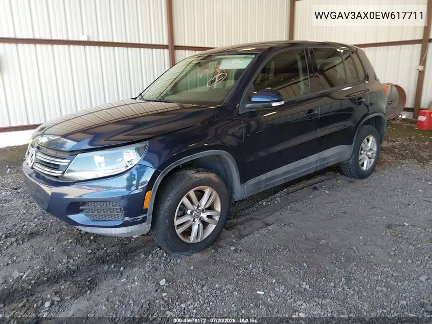 2014 Volkswagen Tiguan S VIN: WVGAV3AX0EW617711 Lot: 45678172