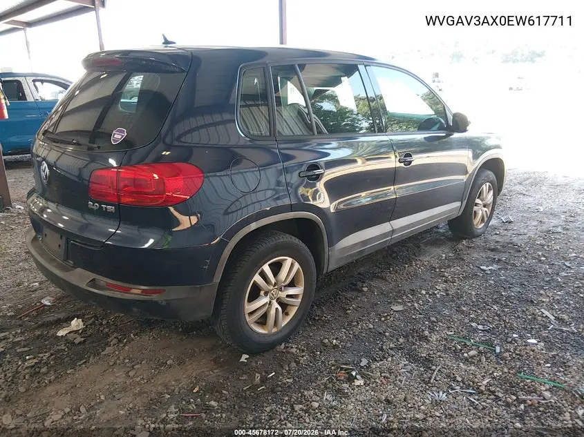 2014 Volkswagen Tiguan S VIN: WVGAV3AX0EW617711 Lot: 45678172