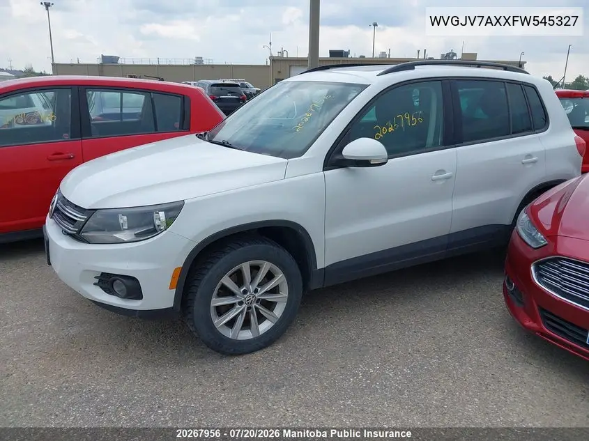 2015 Volkswagen Tiguan 2.0 Tsi VIN: WVGJV7AXXFW545327 Lot: 20267956