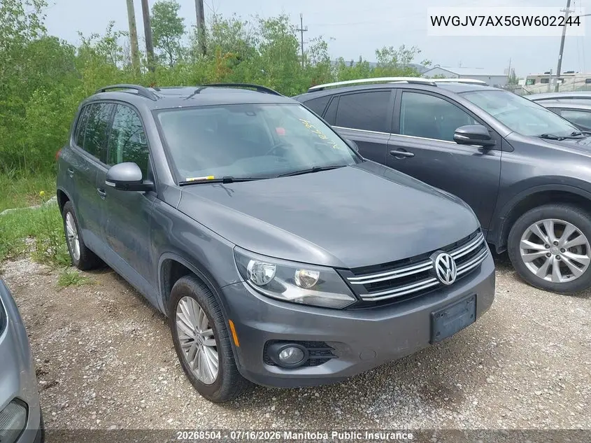 2016 Volkswagen Tiguan 2.0 Tsi VIN: WVGJV7AX5GW602244 Lot: 20268504