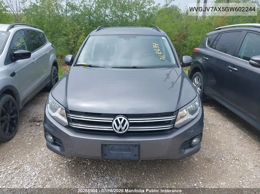 2016 Volkswagen Tiguan 2.0 Tsi VIN: WVGJV7AX5GW602244 Lot: 20268504
